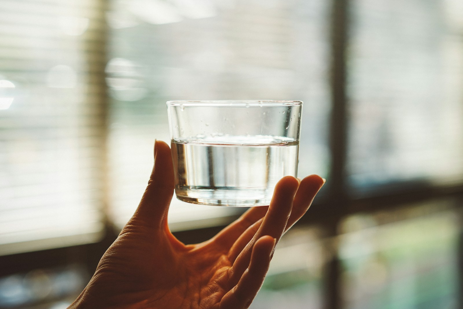 person holding clear glass cup with half-filled water